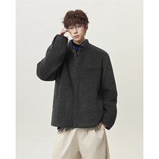 绵羊毛呢子夹克立领中山装西服短款宽松毛呢大衣外套-JK001P115，男装夹克，电商B289