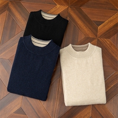 2024秋季新款羊绒圆领长袖休闲复古套头衫，男装羊绒套衫，米亚康羊绒