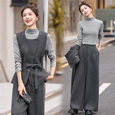 时尚通勤西装马甲阔腿裤套装女2025秋季新款女神范气质收腰三件套，女装套装/套裙，沁沁公主