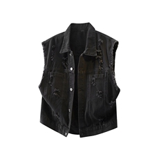 3D图复古水洗磨毛边短款牛仔马甲男无袖坎肩上衣GY68942-P58，男装背心/马甲，电商A025