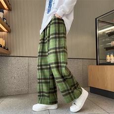 美式复古潮流百搭格子休闲裤男款日系慵懒风宽松直筒裤K7331-P42，男装休闲裤，星座512-3