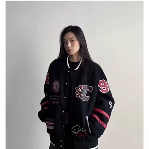 美式复古刺绣重工棒球服夹克男女街头潮牌学院风宽松运动小众外套图片
