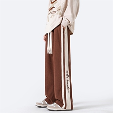 K8811P50光影墙秋季灯芯绒美式高街运动裤撞色拼接大码直筒，男装休闲裤，电商A026-1