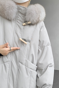 8XL-M 90白鸭绒大毛领羽绒服男中长款过膝设计感牛角扣YRFC05P398图片