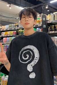 量大优 供视频  240g重磅美式炒雪花水洗做旧短袖t恤STX535-特P25图片