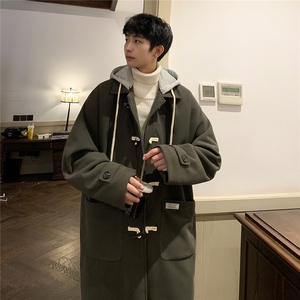 1港风牛角扣加棉呢大衣可拆卸帽大码M-5XL外套男FY8716P138控188图片