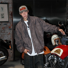 2026港风面料基布聚酯纤维PU皮衣大码M-5XL男JK77867P90控148，男装皮衣，星座227-7