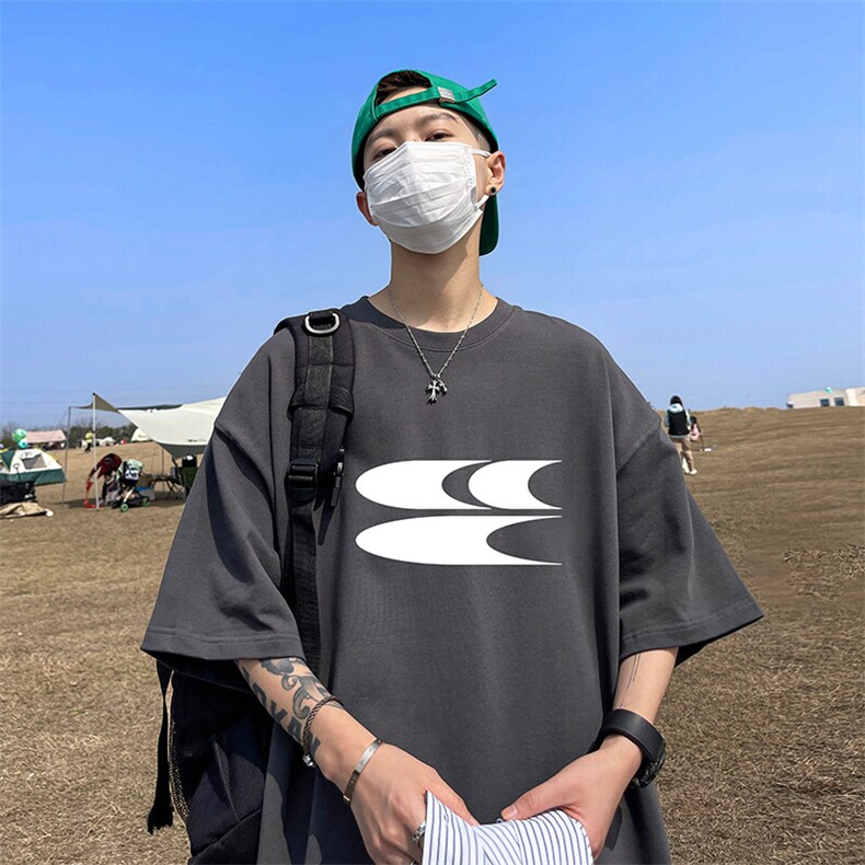 抖音得物二开现货供应220克夏装重磅美式高街宽松短袖t恤MT79,男装T恤,电商A486-1