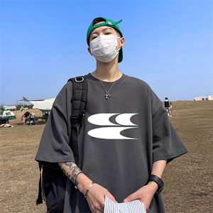 抖音得物二开现货供应220克夏装重磅美式高街宽松短袖t恤MT79图片