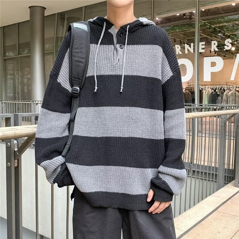 慵懒风毛衣男秋冬新款粗线麻花加厚圆领菱格套头宽松毛线针织衫,男装针织衫/毛衣,星座716-4