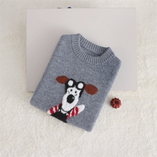 新款百搭加厚小狗刺绣，童装儿童羊毛衫，联起羊绒