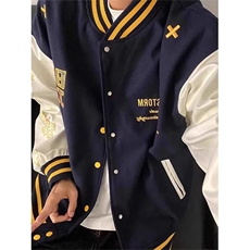 【有货】DM400-P65拼接毛呢夹克衫棒球服宽松棒球领常规款宽松型，男装夹克，星座603-2