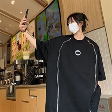 新款日系女文艺简约五分袖T恤夏季圆领直筒型潮流气质E025P45，男装T恤，星座1116-2