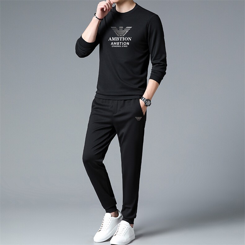 HPN-TZ1207男士2023年春季新款长袖两件套青年休闲套装图片