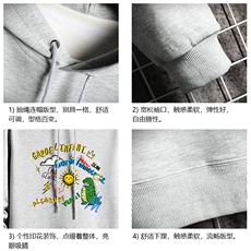 WY2219-P35纯棉连帽卫衣男大码运动帽衫宽松薄网格，男装卫衣，电商A040A