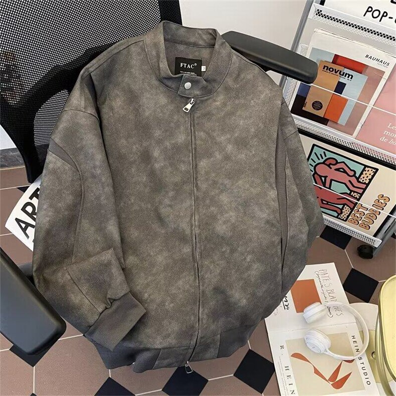 皮衣男士韩版潮流高街帅气百搭宽松2025春季ins新款外套W6398-P86，男装皮衣，星座412-3