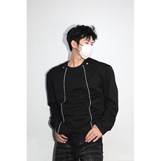 明星私服反光条未来感潮男打底美式潮男休闲高街卫衣打底衫P55，男装卫衣，电商B319