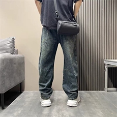 美式弯刀裤男士秋季大口袋拼接牛仔裤潮流百搭阔腿裤男弯刀牛仔裤，男装牛仔裤，星座506A