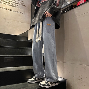 2023四季款港风水洗做旧贴标男士牛仔裤男XZ914-6-G14-P38控价58图片