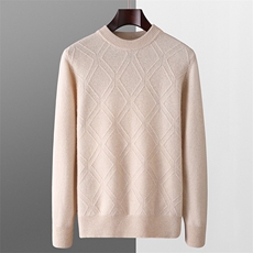 秋冬季羊毛男士七针加厚圆领大菱形羊毛衫，男装羊毛衫，君贝羊绒