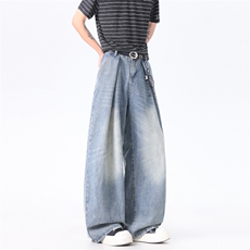 XZ-2211/K1661/P58美式复古水洗做旧宽松阔腿垂感弯刀牛仔裤，男装牛仔裤，星座221-1