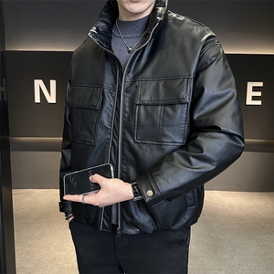 现货标50白鸭绒皮羽绒服男宽松痞帅高级感外套C317-Y9968-P215,男装羽绒服,电商C317