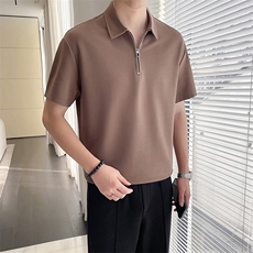 轻熟风~2025夏季冰丝拉链领T恤衫T2005/P48，男装T恤，电商B331