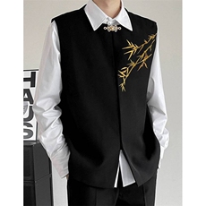 新中式风金竹刺绣马甲男装订婚礼服男立领盘扣唐装M8283，男装民族服装，星座1116A（原606A-3）