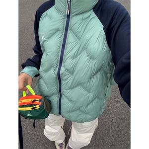 高品 户外情侣P棉气绒服拼接轻薄防泼水棉衣棉服男女 A1074-P118图片