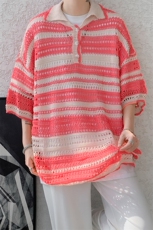 8XL-M特大码美式复古条纹撞色针织POLO衫翻领休闲短袖TDX311P35，男装Polo衫，电商D206-1