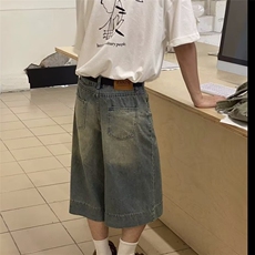 夏季薄款破洞牛仔短裤男美式复古宽松中裤潮牌街头百搭五分裤，男装牛仔裤，星座506A