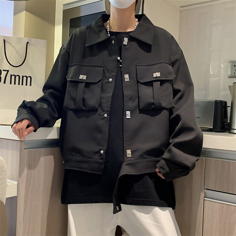 高级感金属扣夹克工装外套男早秋设计感小众短款Z663P75图片