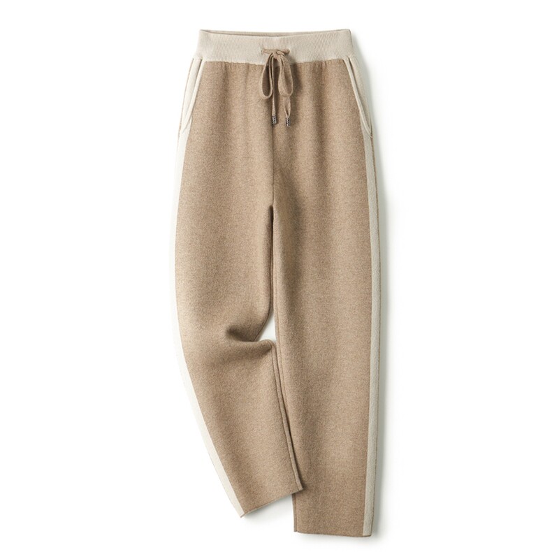 2025秋冬百搭时尚简约两侧竖条加厚直筒裤，男装休闲裤，盛欣羊绒