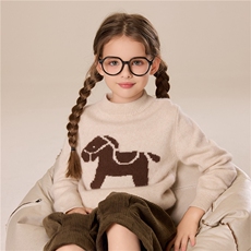 秋冬时尚百搭通勤儿童衫7针小马图案半高羊绒衫时尚儿童毛衣，童装儿童羊绒衫，跳跳羊儿童羊绒衫