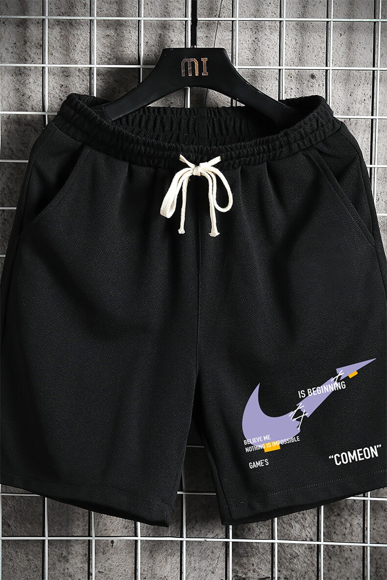 MK37259-P15冰丝短裤男士大码宽松休闲五分裤男运动中裤网格,男装休闲裤,电商A040A