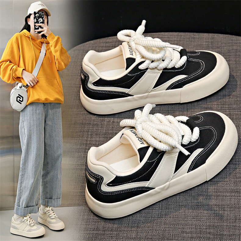 帆布鞋女2024春季新款学生韩版ins百搭厚底板鞋春秋休闲鞋子，女鞋帆布鞋，电商A223