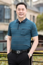2025新款夏季爸爸装真口袋短袖t恤中老年男装翻领POLO衫2028K-P30，男装Polo衫，星座1109