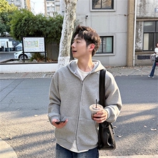 加绒款开衫卫衣男款秋季双拉链连帽外套美式潮牌夹克衫WYRK04，男装夹克，星座516A