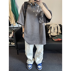 得物抖音直播高品质麂皮绒风印花宽松短袖djp296-特批23控39，男装T恤，星座605(原A050)