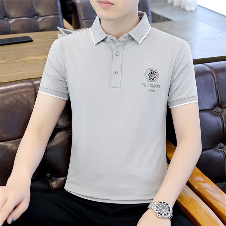 polo衫男短袖2023新款冰丝翻领t恤夏季男士宽松商务休闲翻领短袖T,男装T恤,电商B212（原钱塘6029）