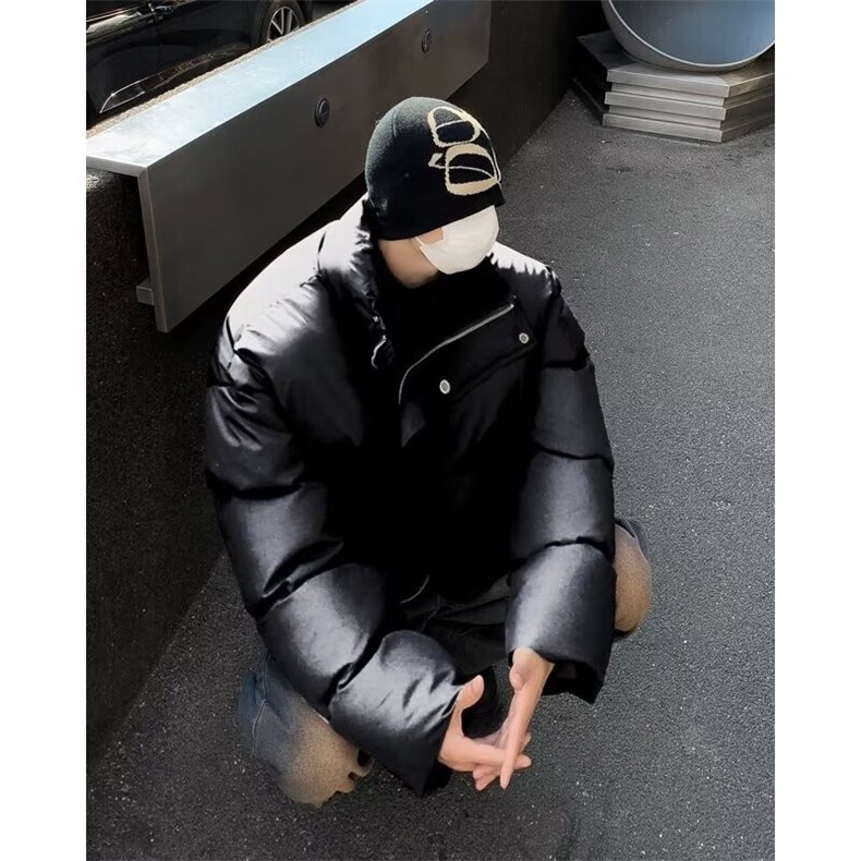 美式短款棉服时尚立领加厚棉衣男冬季潮牌设计宽松面包服百搭棉袄图片