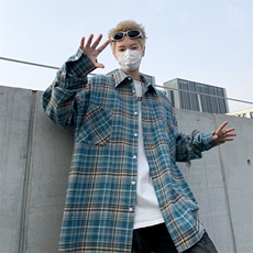格子衬衫男长袖韩版潮流帅宽松百搭2025春季新款ins外套CY970-P35，男装衬衫，星座412-2