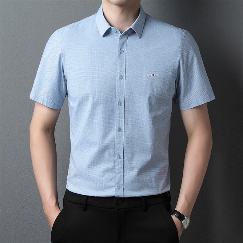 男士夏季短袖衬衫简约休闲翻领体恤修身显瘦半袖上衣PL2362-P68,男装衬衫,星座1105-3