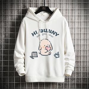 WY2314-P35 加绒款-P40 纯棉连帽卫衣男大码运动帽衫宽松薄 网格图片