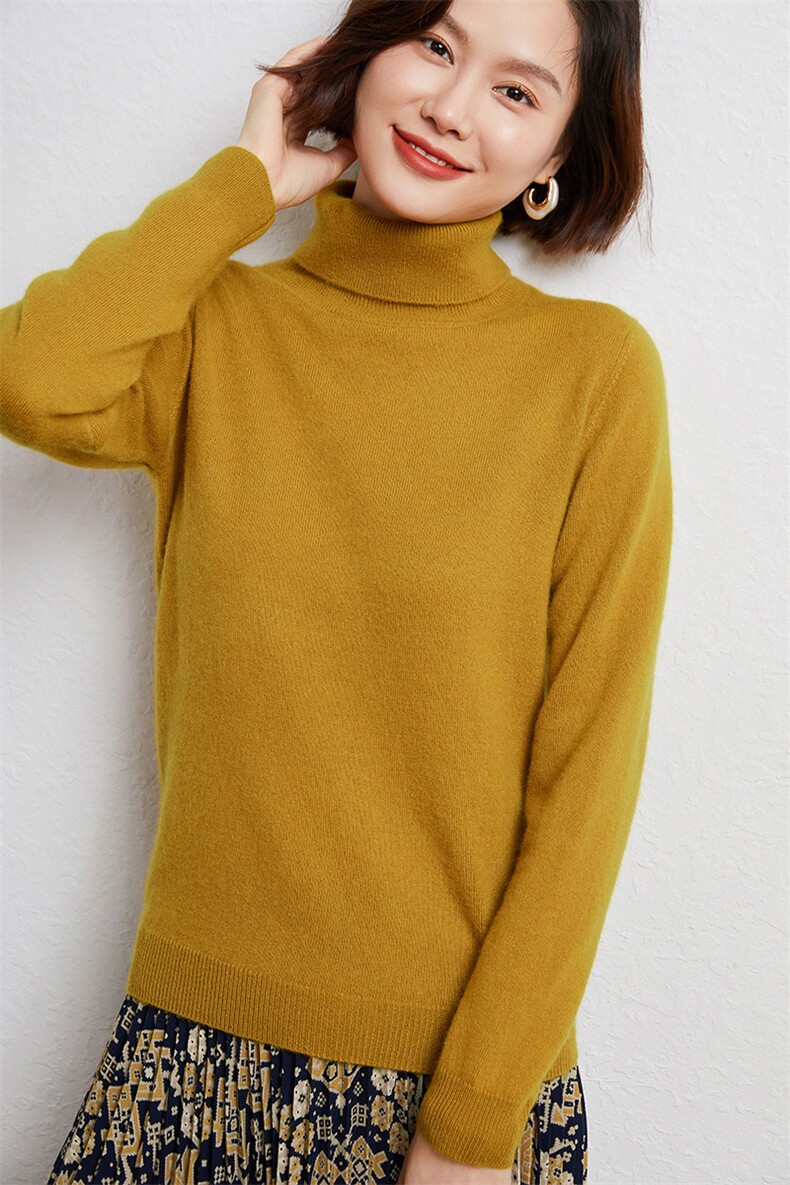 兆君女士高领纯山衫打底针织衫套头特价毛衣秋冬红色保暖毛衫,女装羊毛衫,尚达羊绒