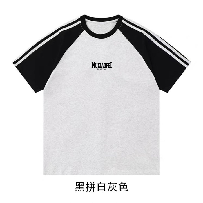 2025美式220克三条杠撞色短袖T恤网图C403A-ZST2610特P25,男装T恤,电商C403A