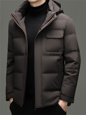 2025新款冬季男可脱卸帽短款90%白鸭绒羽绒服大衣加厚羽绒服外套，男装羽绒服，钱塘723