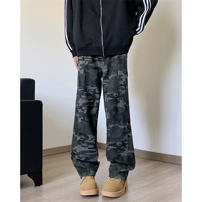 DN7006-P45迷彩工装裤男美式痞帅裤子潮牌百搭休闲直筒阔腿裤,男装牛仔裤,星座603-2