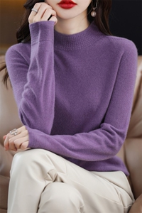 半高领五分袖针织衫女羊毛打底衫套头内搭半袖T恤百搭外穿薄上衣图片