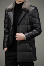 BAMJ-7723钱塘2020-2中青年男士秋冬季厚款羽绒皮衣夹克P835，男装皮衣，钱塘207-2